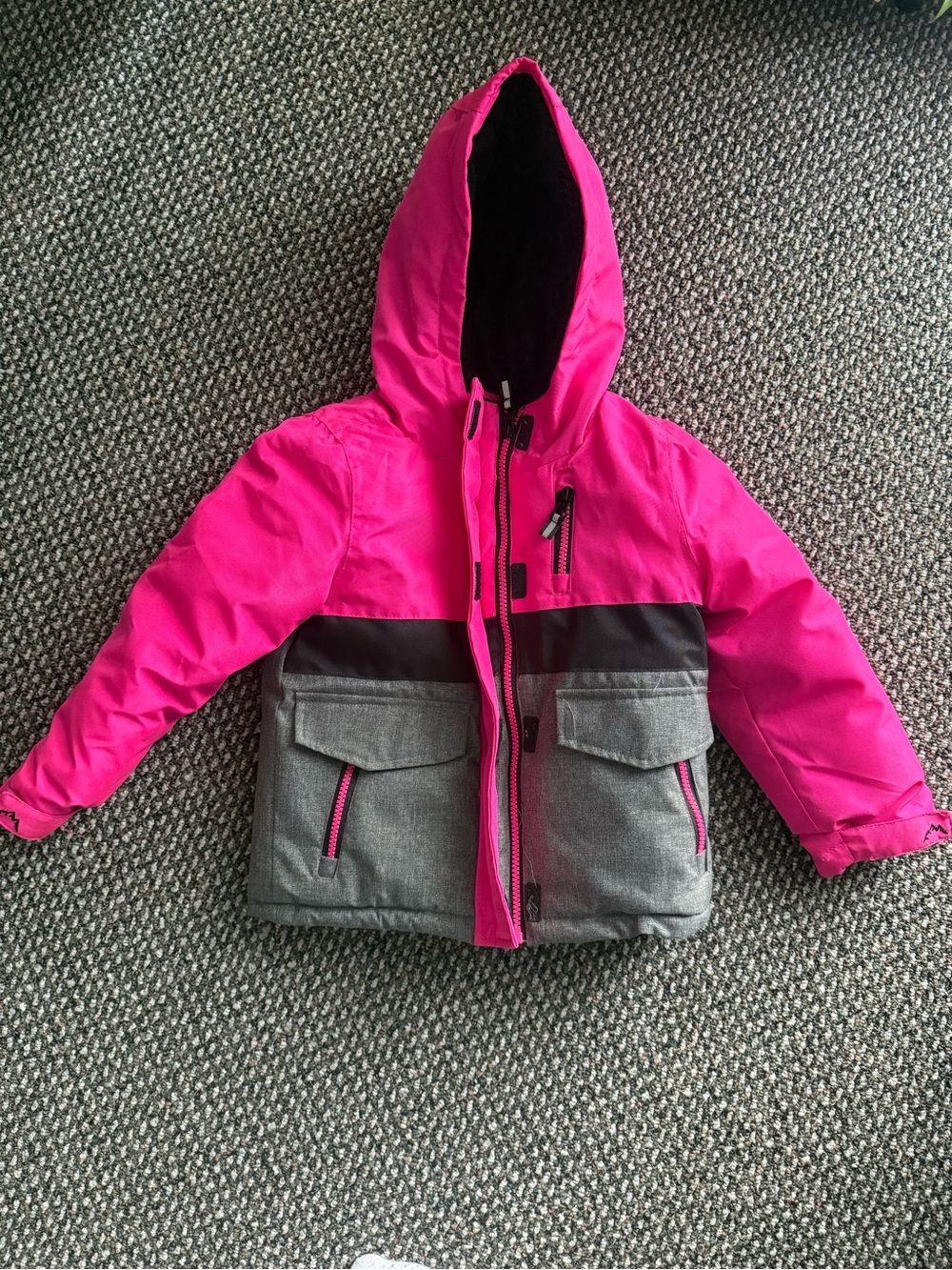 pink and grey color-blocked Arctic Squad toddler girls' snow jacket sz4T